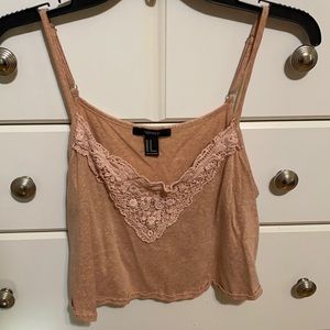 Pink lace tank crop top